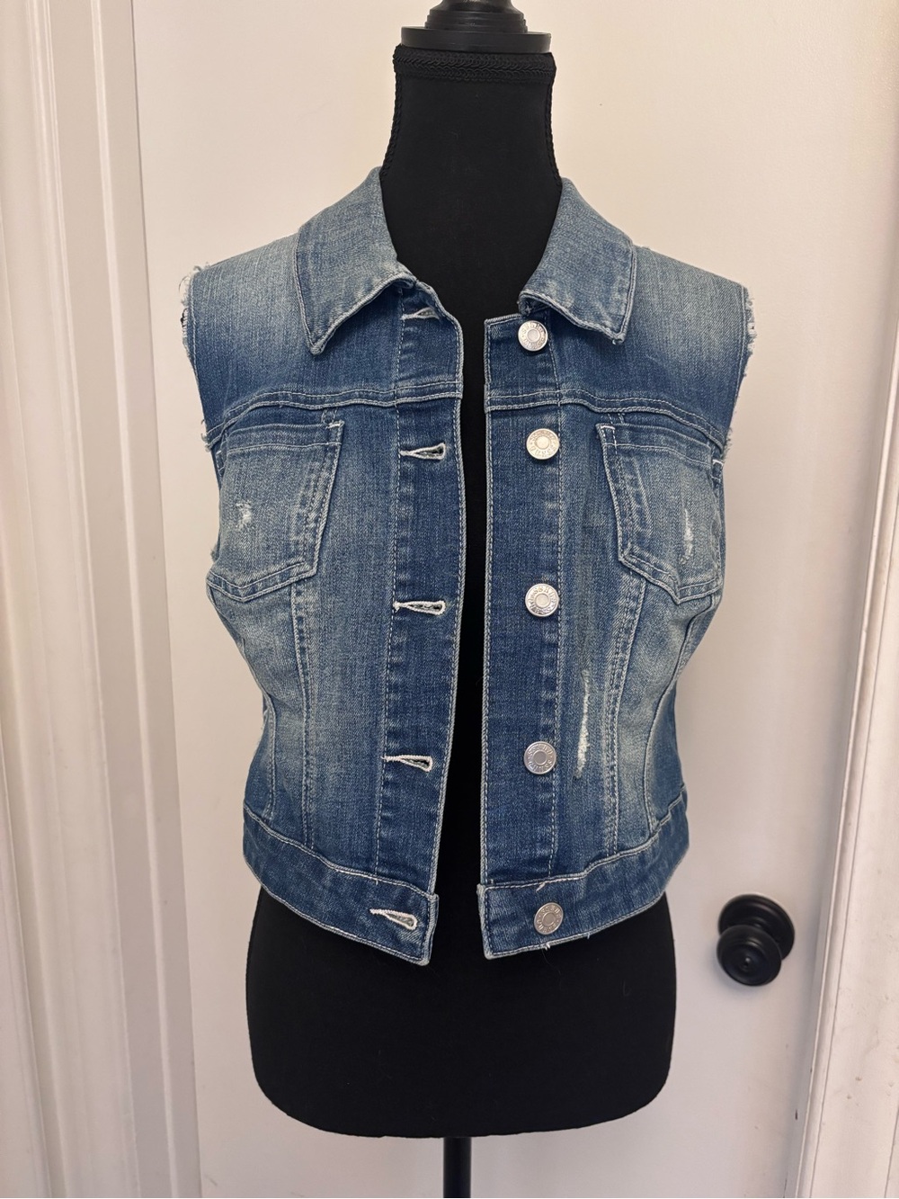 Guess Blue Denim Sleeveless Jacket Vest